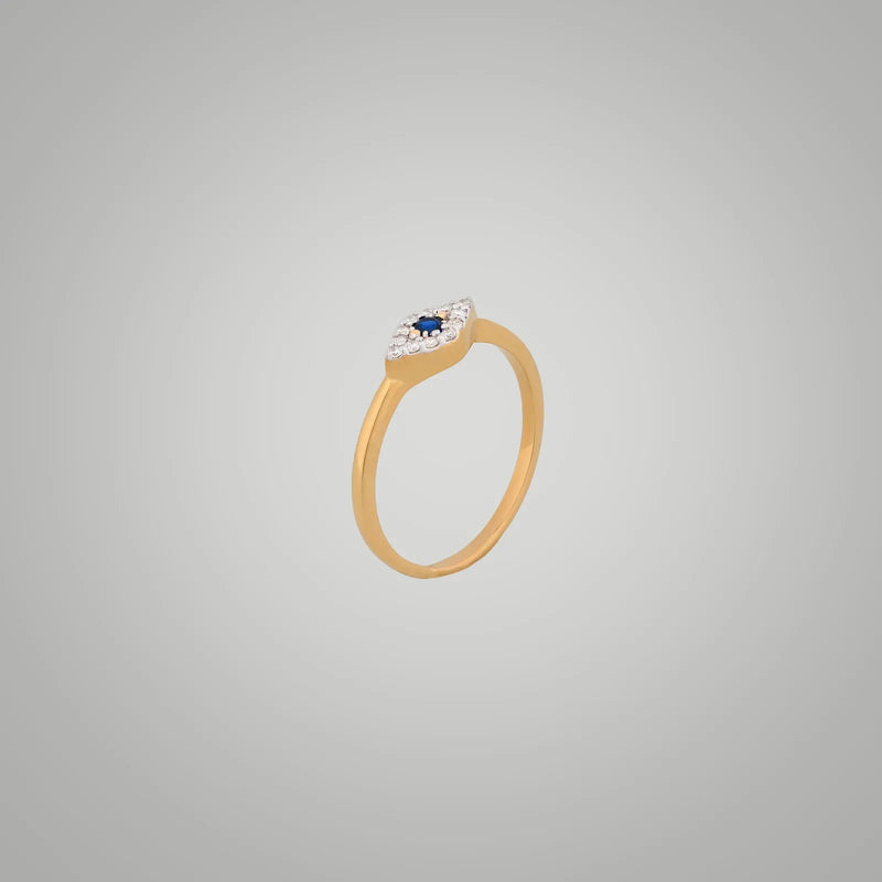 Sapphire Evil Eye Diamond Ring - angled view