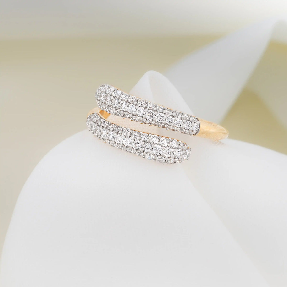 Trivana Triple-Row Pavé Crossover Band — detail view