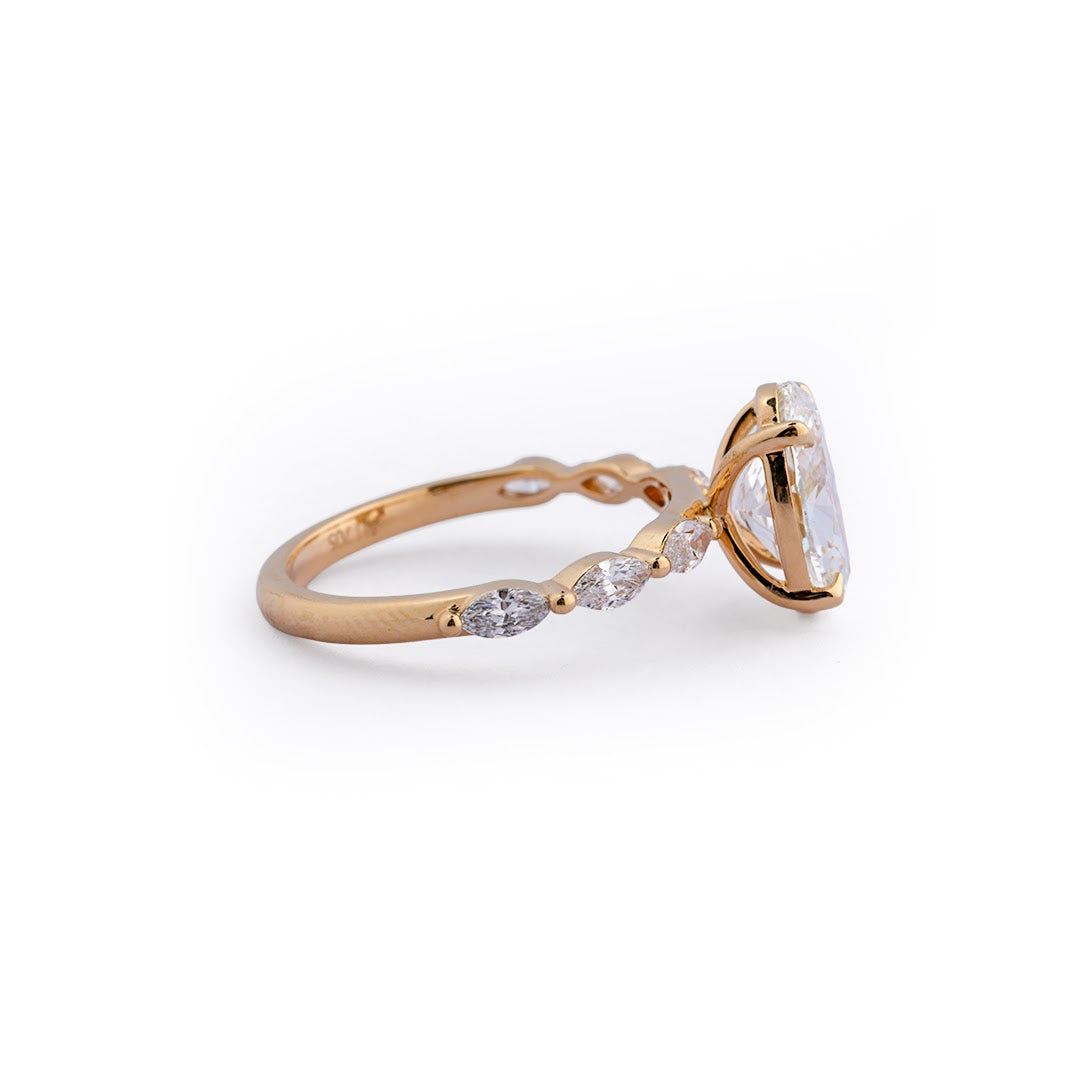 Oval Marquise Shoulder Lab-Grown Diamond Ring - worn view