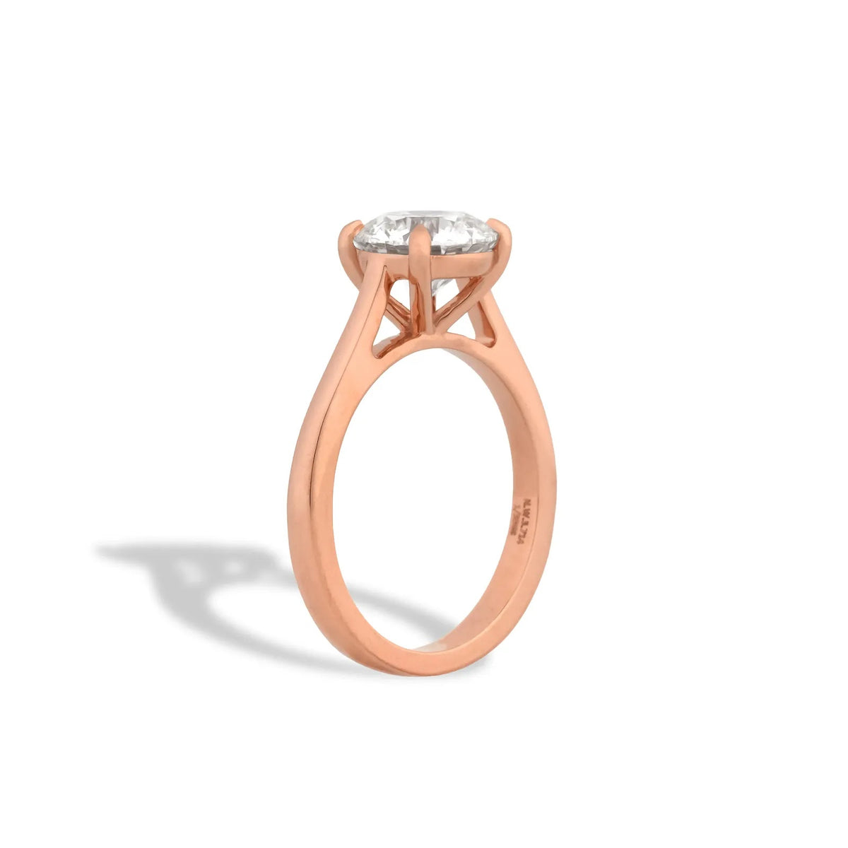 Elara Round Cross-Gallery Solitaire Ring — profile view