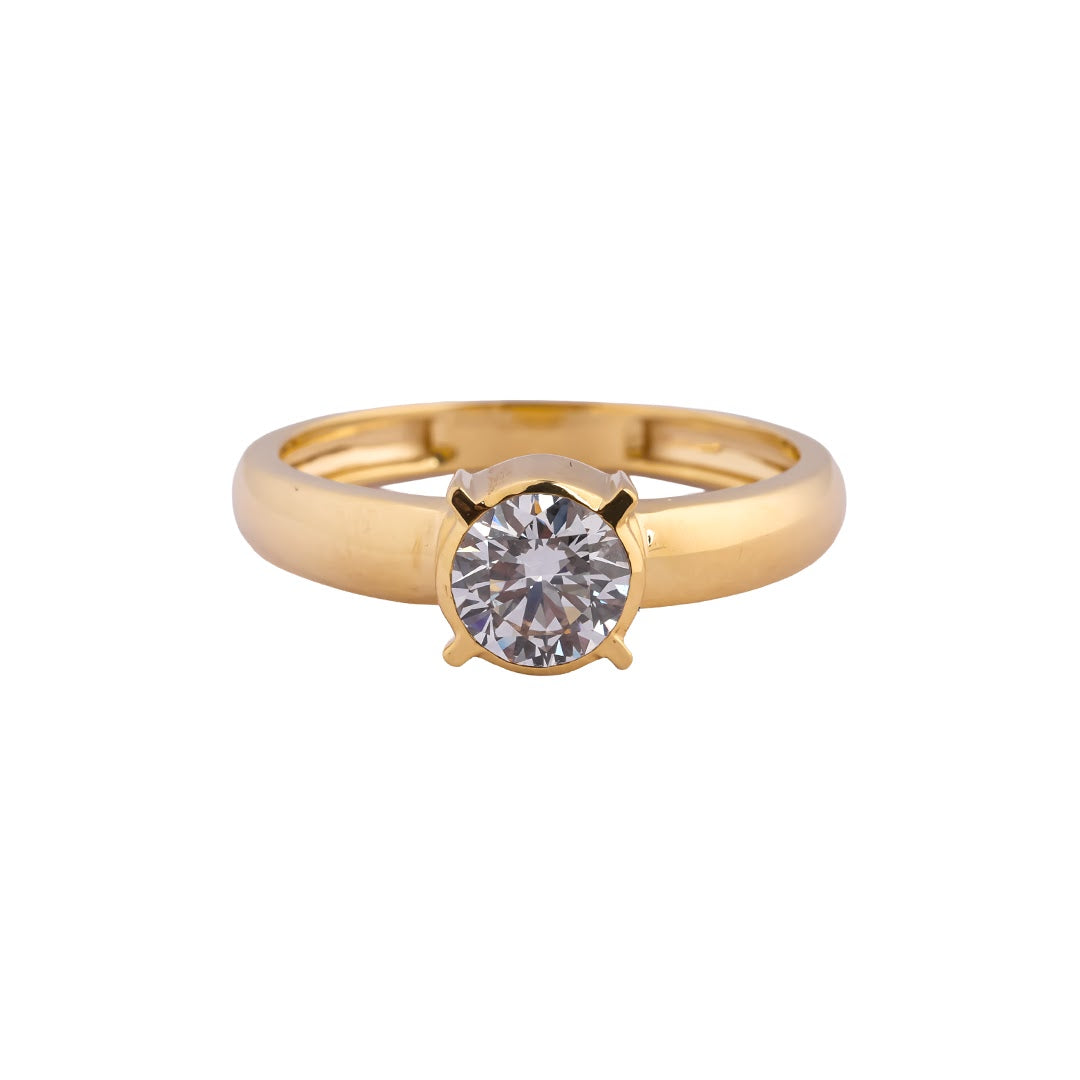 Classic Round Semi-Bezel Solitaire Ring — view 1