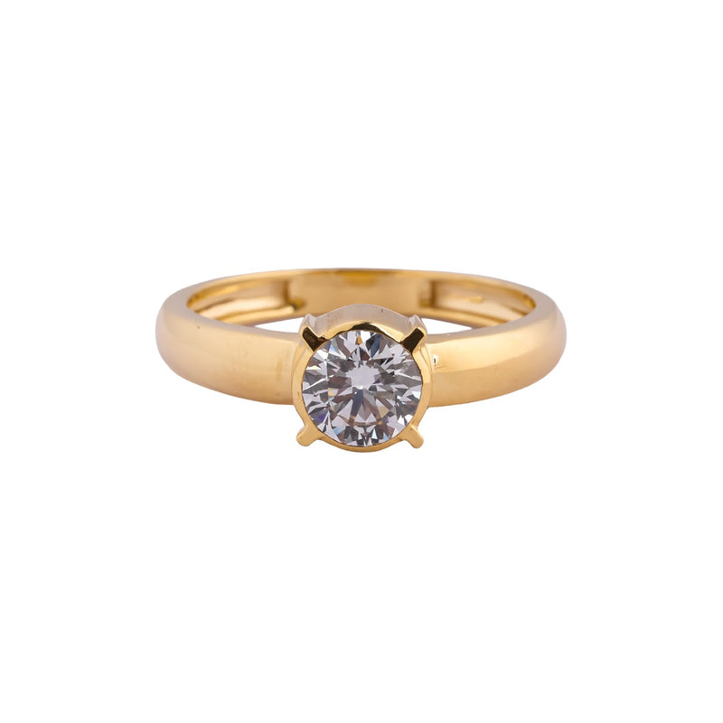 Classic Round Semi-Bezel Solitaire Ring — view 1