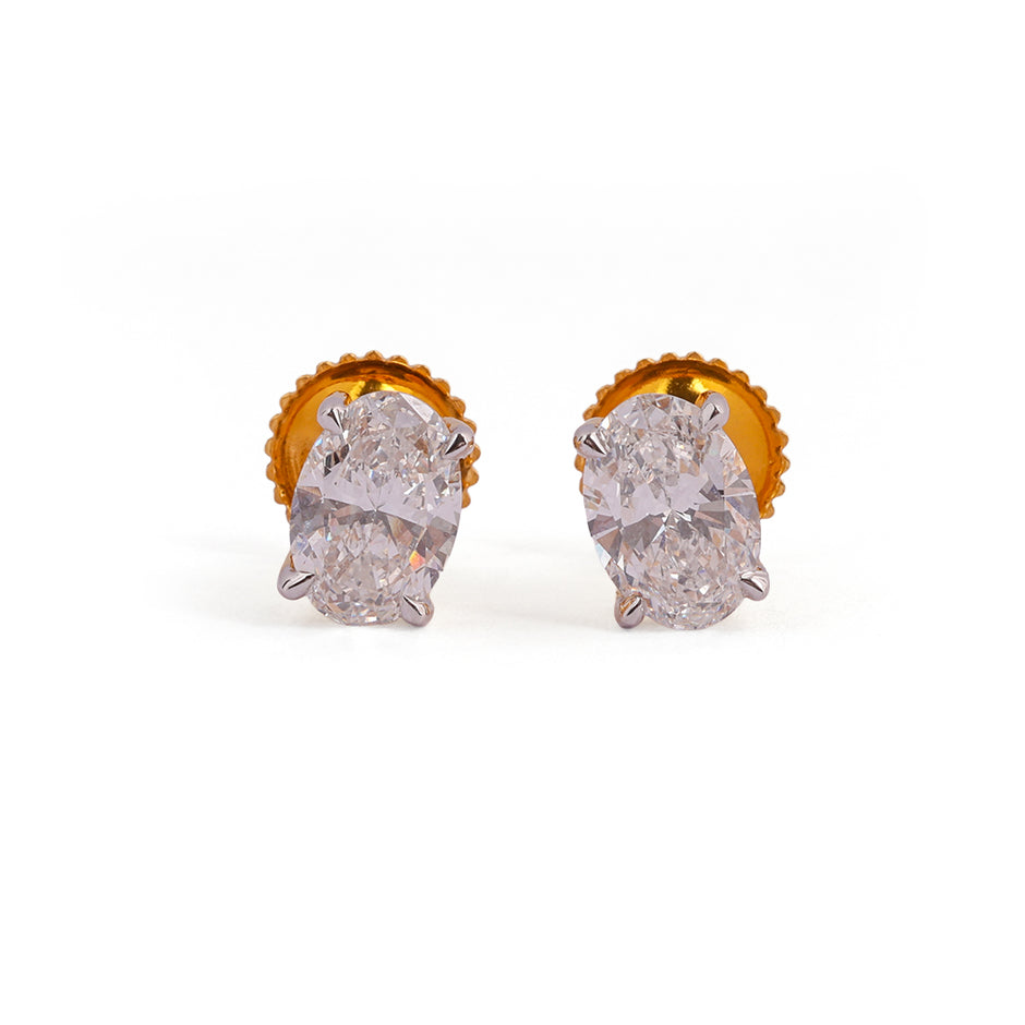 Aveline Grace Classic Oval Solitaire Diamond Stud Earrings
