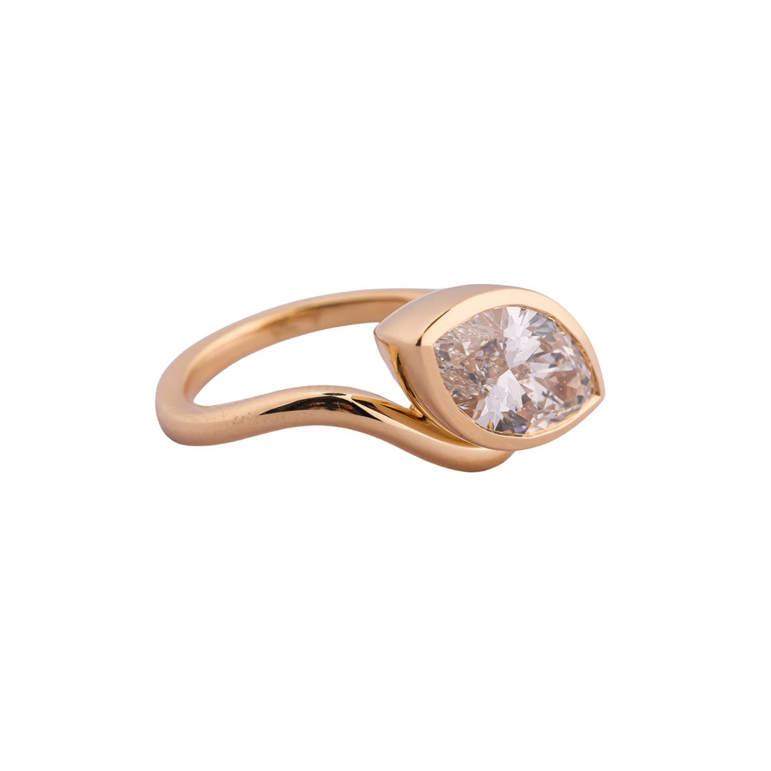 Marquise Orbit Sculptural Bezel Ring — view 4