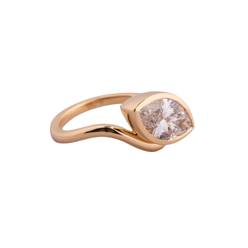 Marquise Orbit Sculptural Bezel Ring — view 4