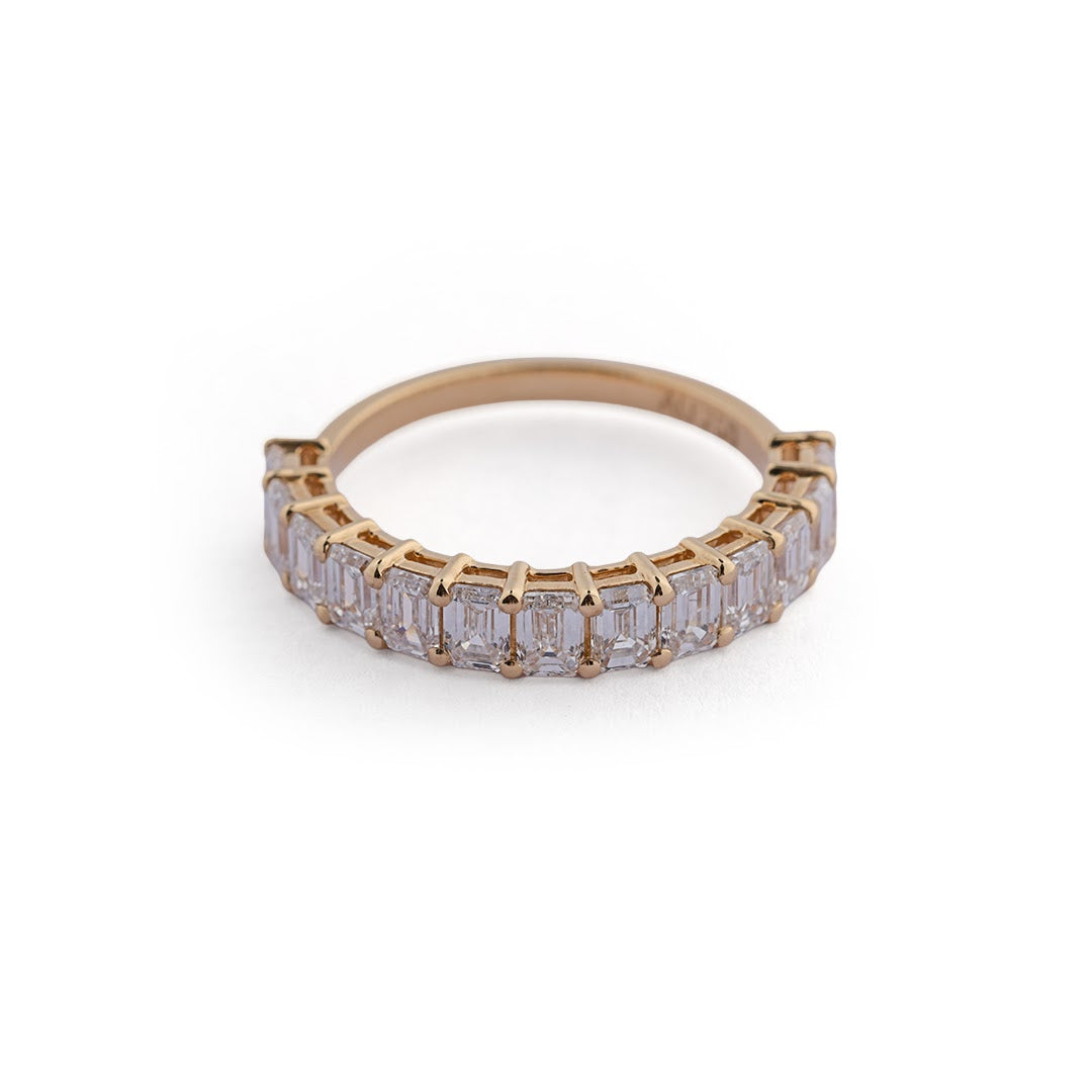 Emerald-Cut Lab-Grown Diamond Half-Eternity Ring - side view