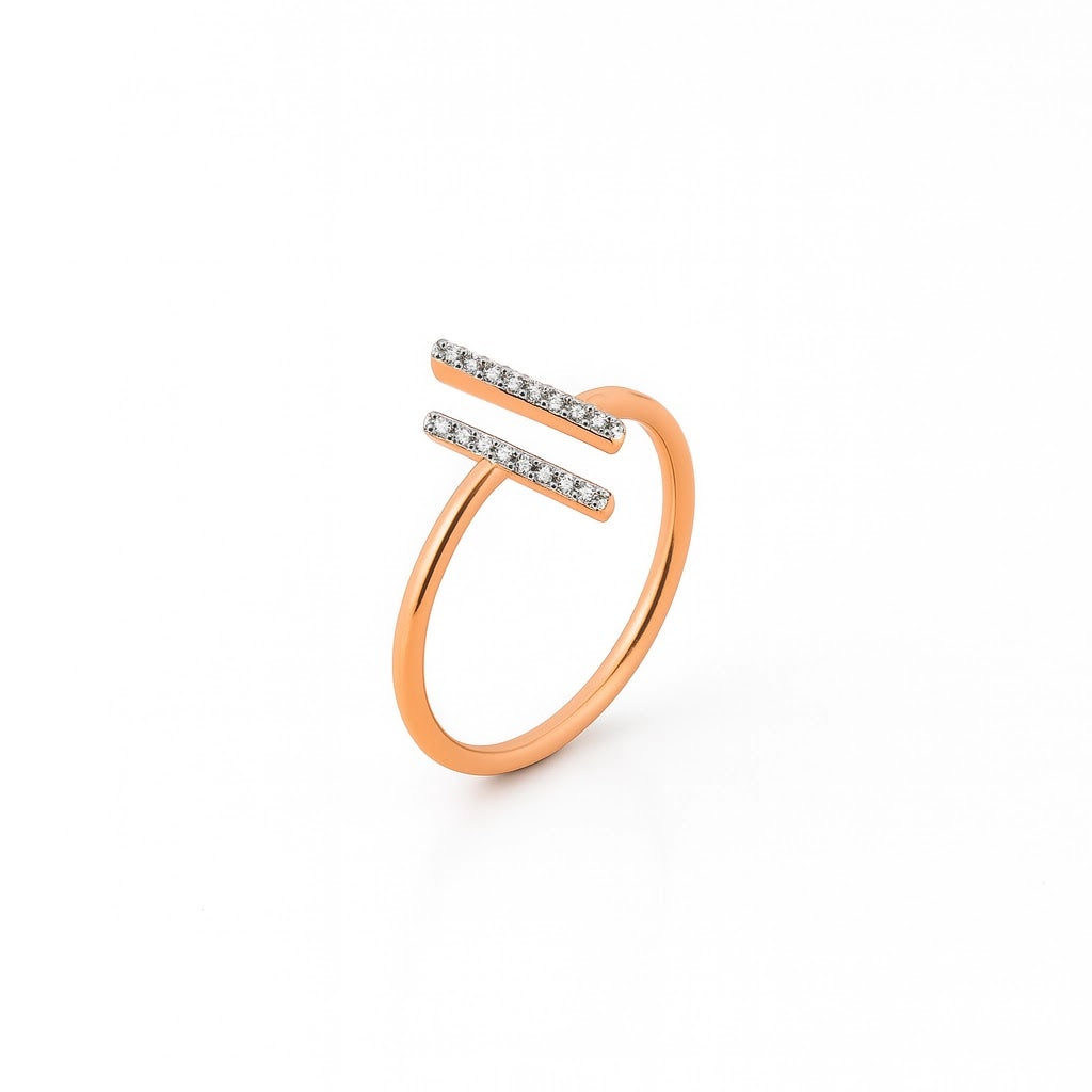 Double-Bar Diamond Ring - side view