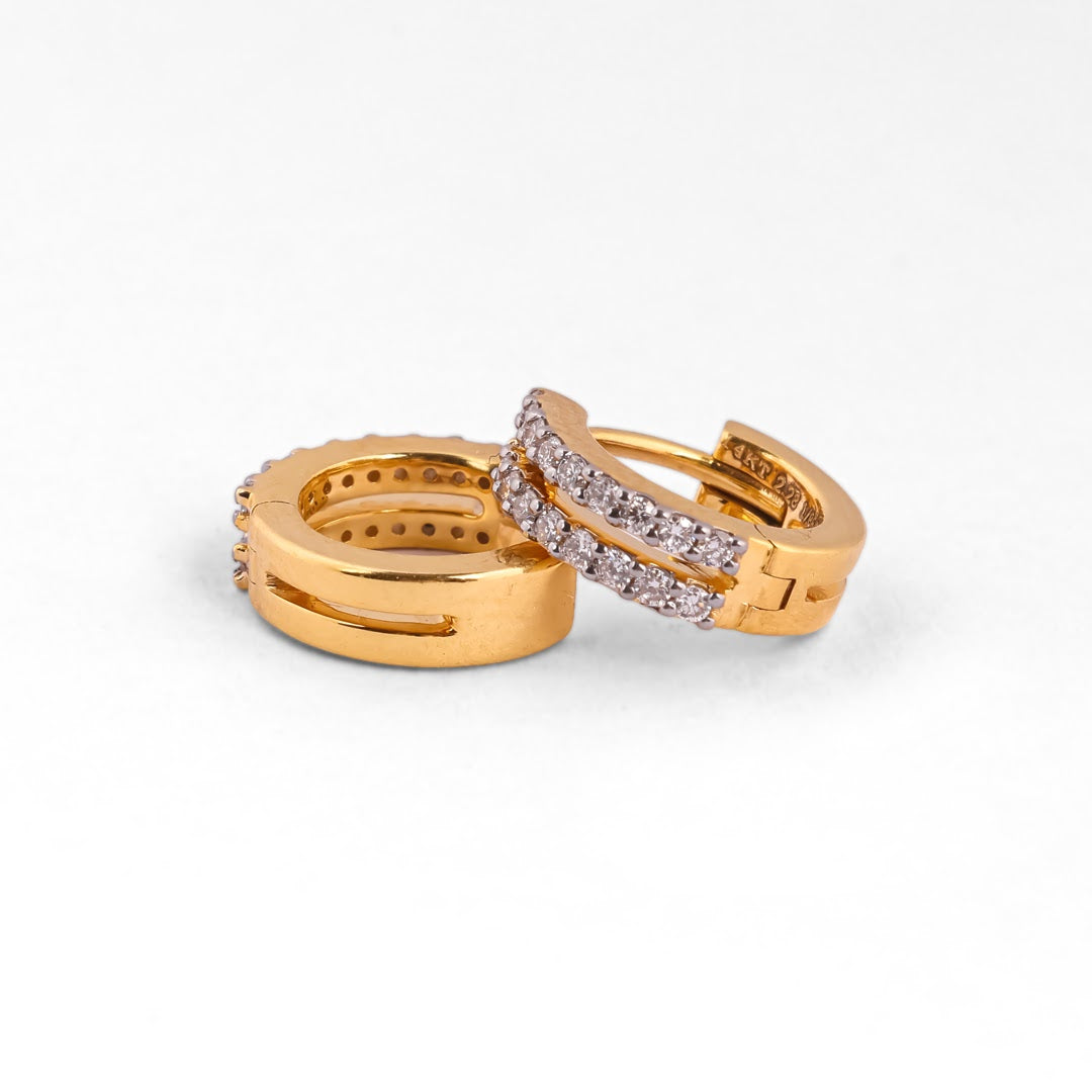 Aurelle Luxe Double Row Pavé Diamond Huggie Earrings – view 2