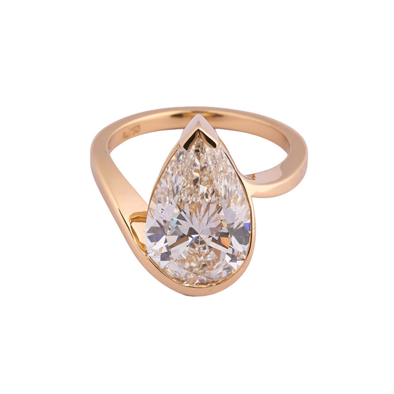 Sculpted Pear Orbit Bezel Ring — view 3