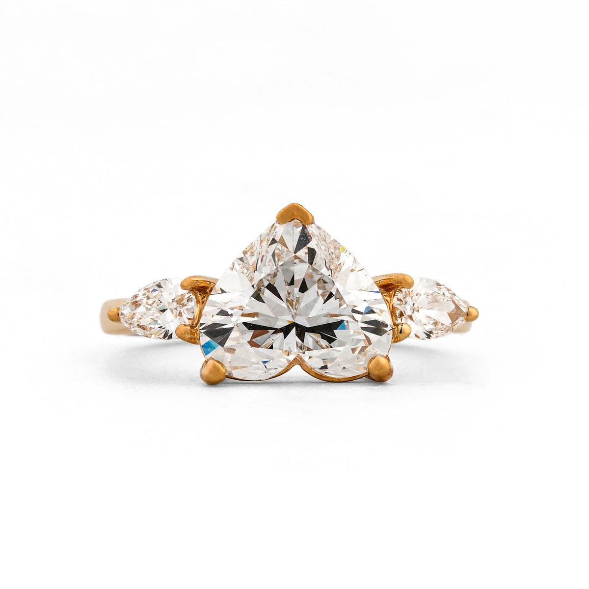 Trillium Pear Three-Stone Diamond Ring — front view