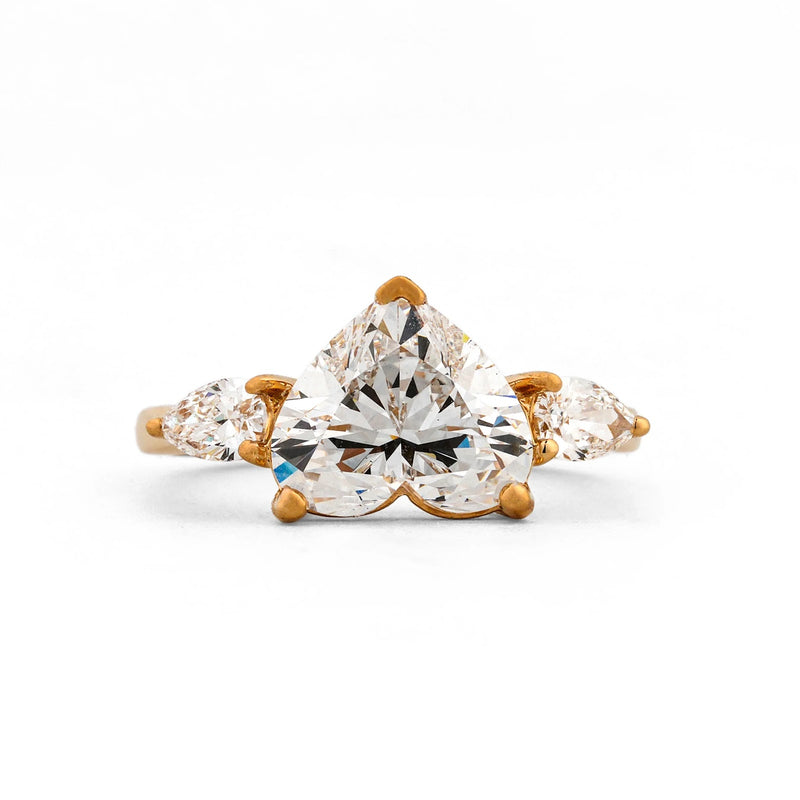 Trillium Pear Three-Stone Diamond Ring — front view