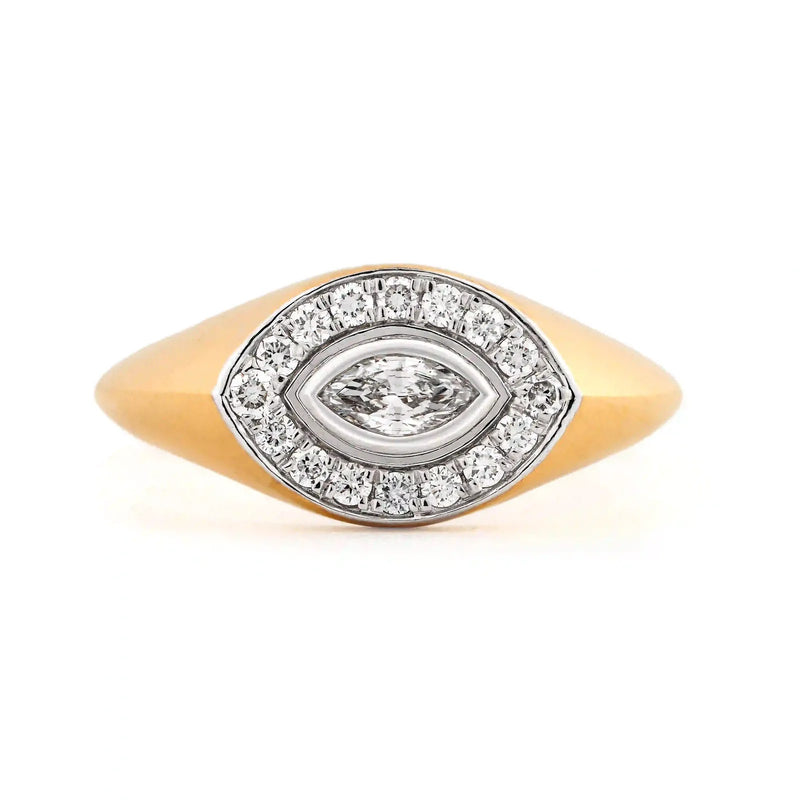 Aegis Marquise Eye Halo Signet Ring — detail view