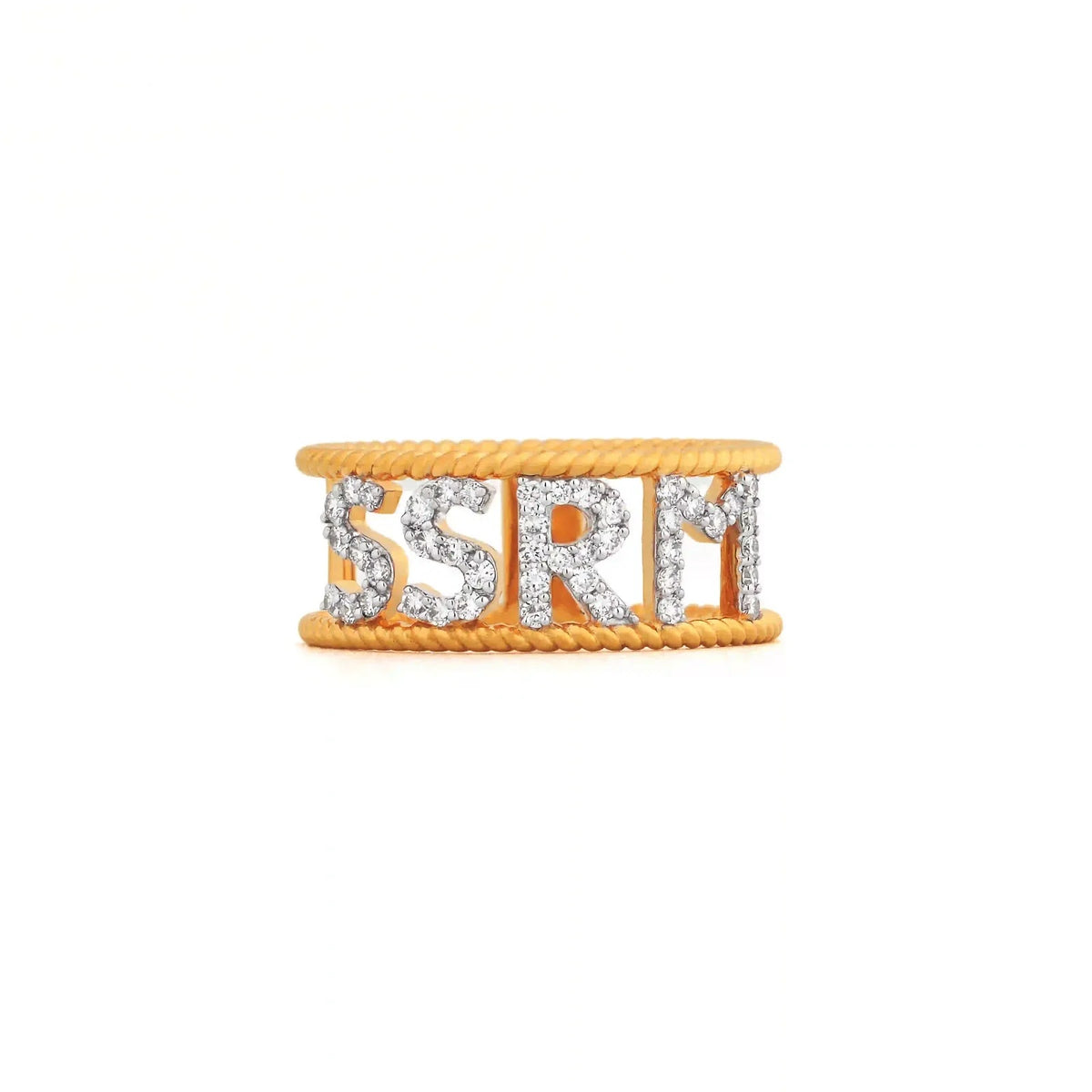 Signature Pavé Name Band Ring — front detail view