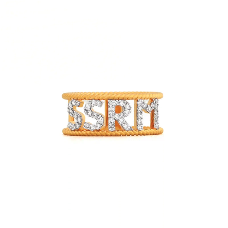 Signature Pavé Name Band Ring — front detail view