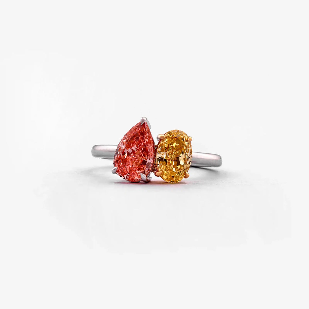 Chromia Fancy Pear & Oval Toi et Moi Ring — front view