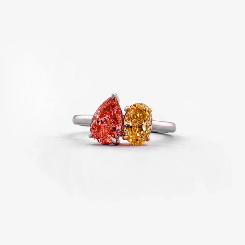 Chromia Fancy Pear & Oval Toi et Moi Ring — front view