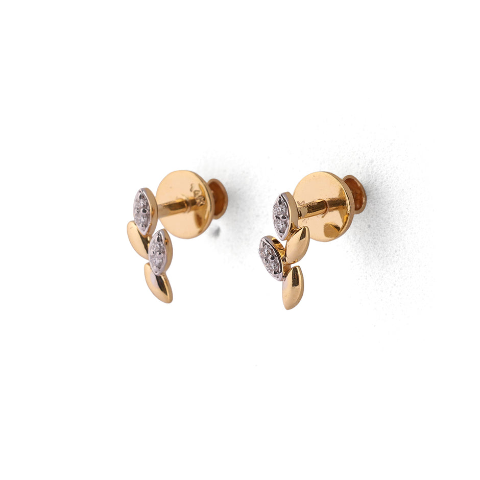 Ivella Vine Sculpted Leaf Diamond Ear Climber Earrings – view 2