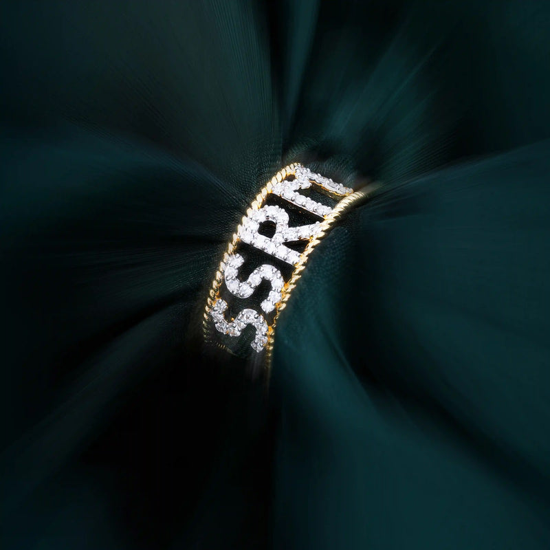 Signature Pavé Name Band Ring — editorial view