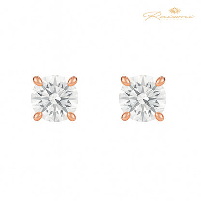 1.2 Carat Solitaire Studs For Women in 14Kt Rose Gold With Lab Diamond