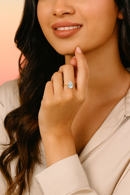 2 Carat Pear Shape Engagement Ring For Women in Lab Diamond