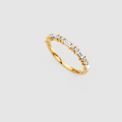 Baguette And Round Diamond Band – Lab Grown Diamond Finger Ring