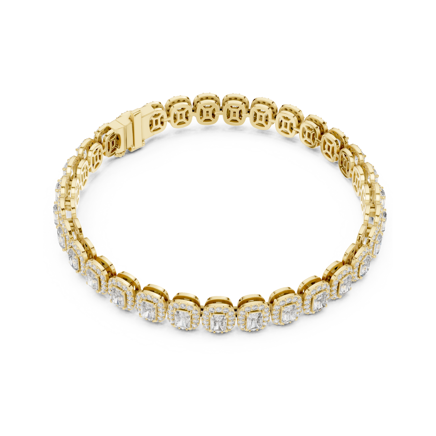 Graceful Glow Radiant Lab Diamond Halo Tennis Bracelet for Ladies of Positivity & Power