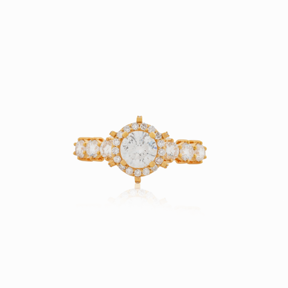 Sparkling 1.55 Carat Lab-Grown Halo Diamond Ring in Gold