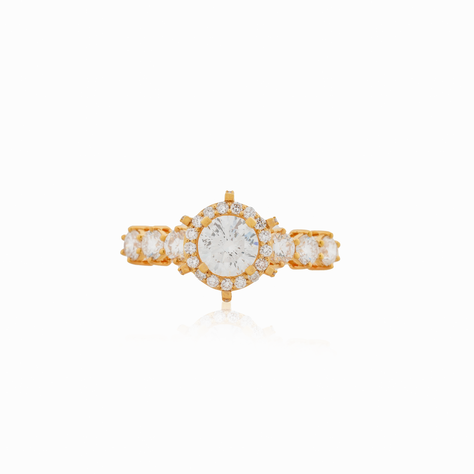 Sparkling 1.55 Carat Lab-Grown Halo Diamond Ring in Gold – view 2