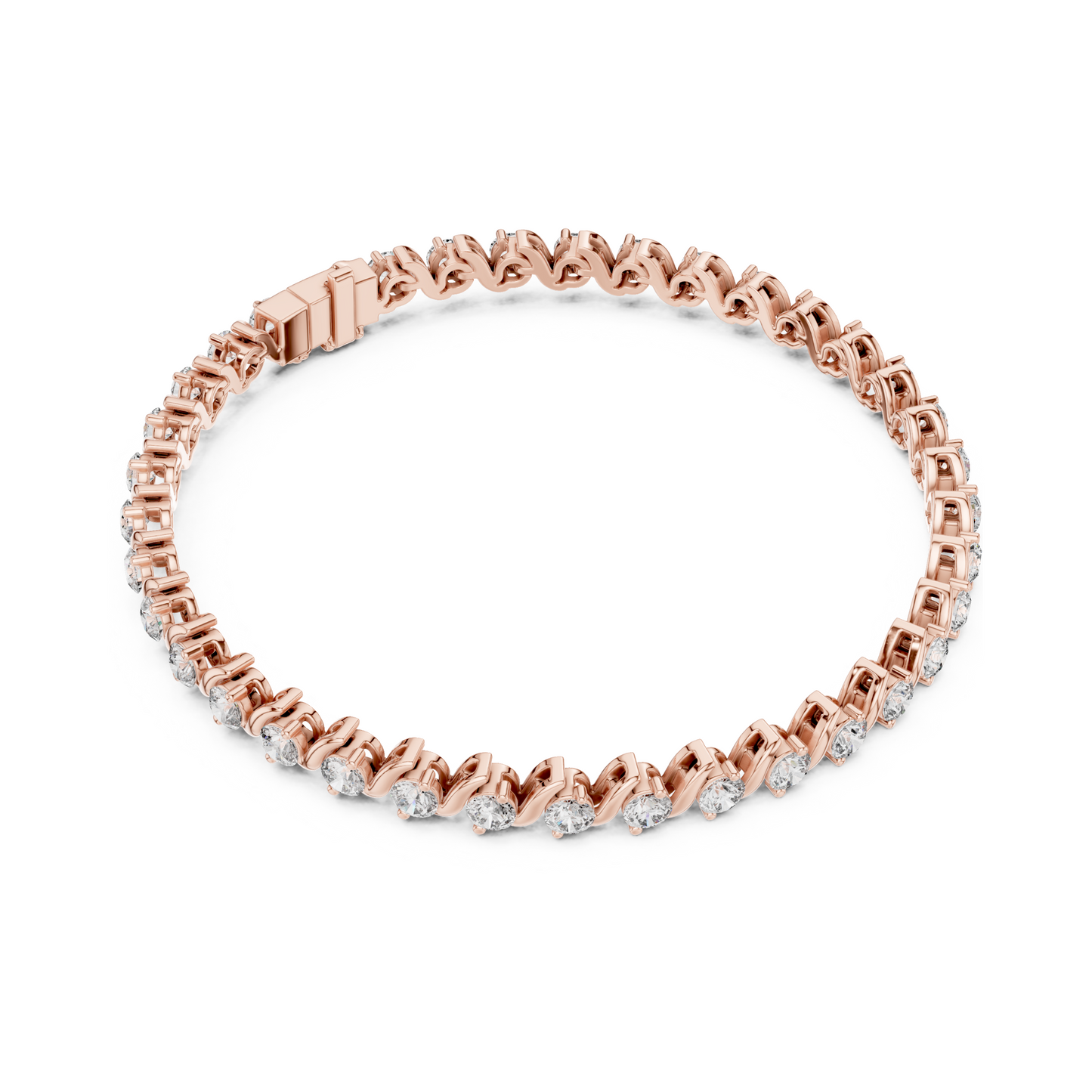 Twist of Artistic Charm Round Lab Diamond Tennis Bracelet For Women Workwear