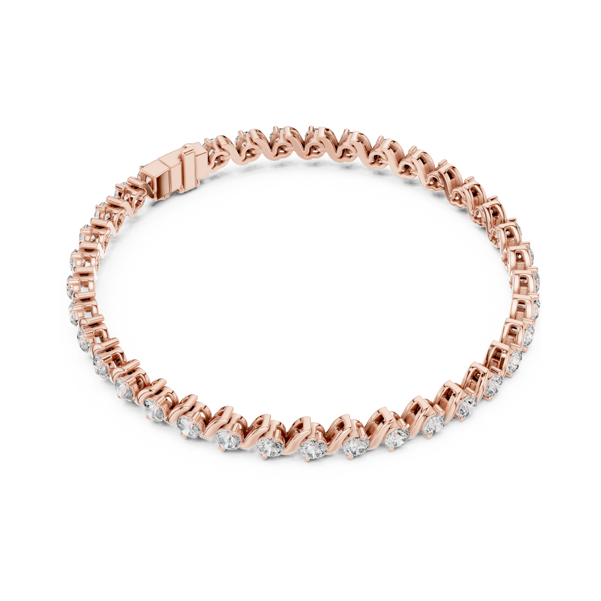 Twist of Artistic Charm Round Lab Diamond Tennis Bracelet For Women Workwear