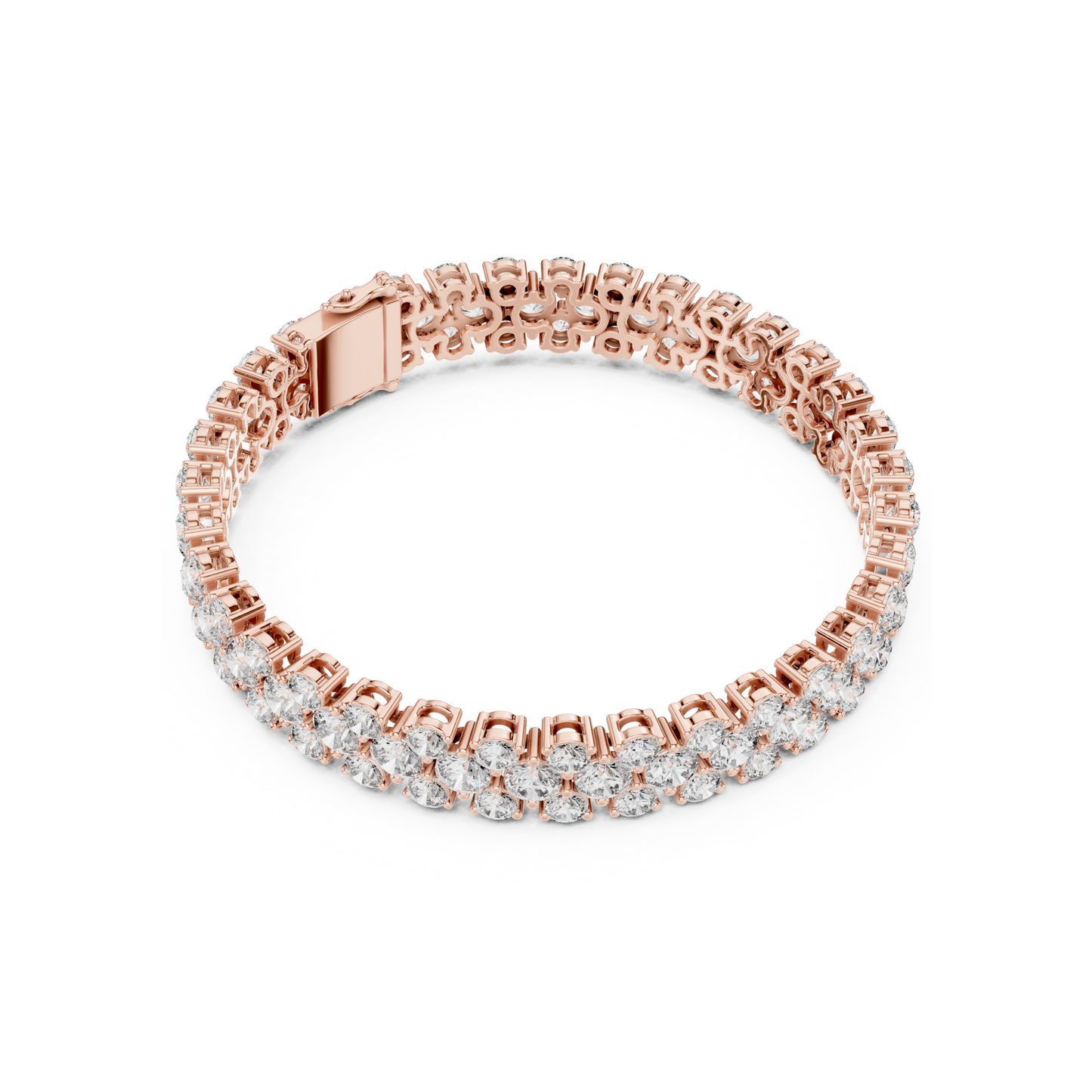 Diva's Desire Elite Lab Diamond Three Layer Round Cut Brilliance Bracelet