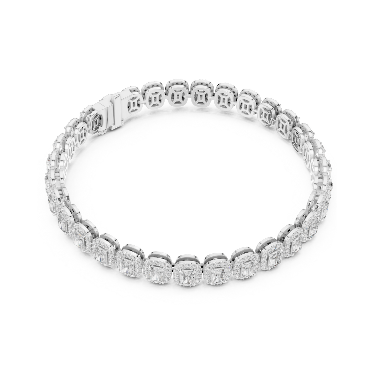 Graceful Glow Radiant Lab Diamond Halo Tennis Bracelet for Ladies of Positivity & Power