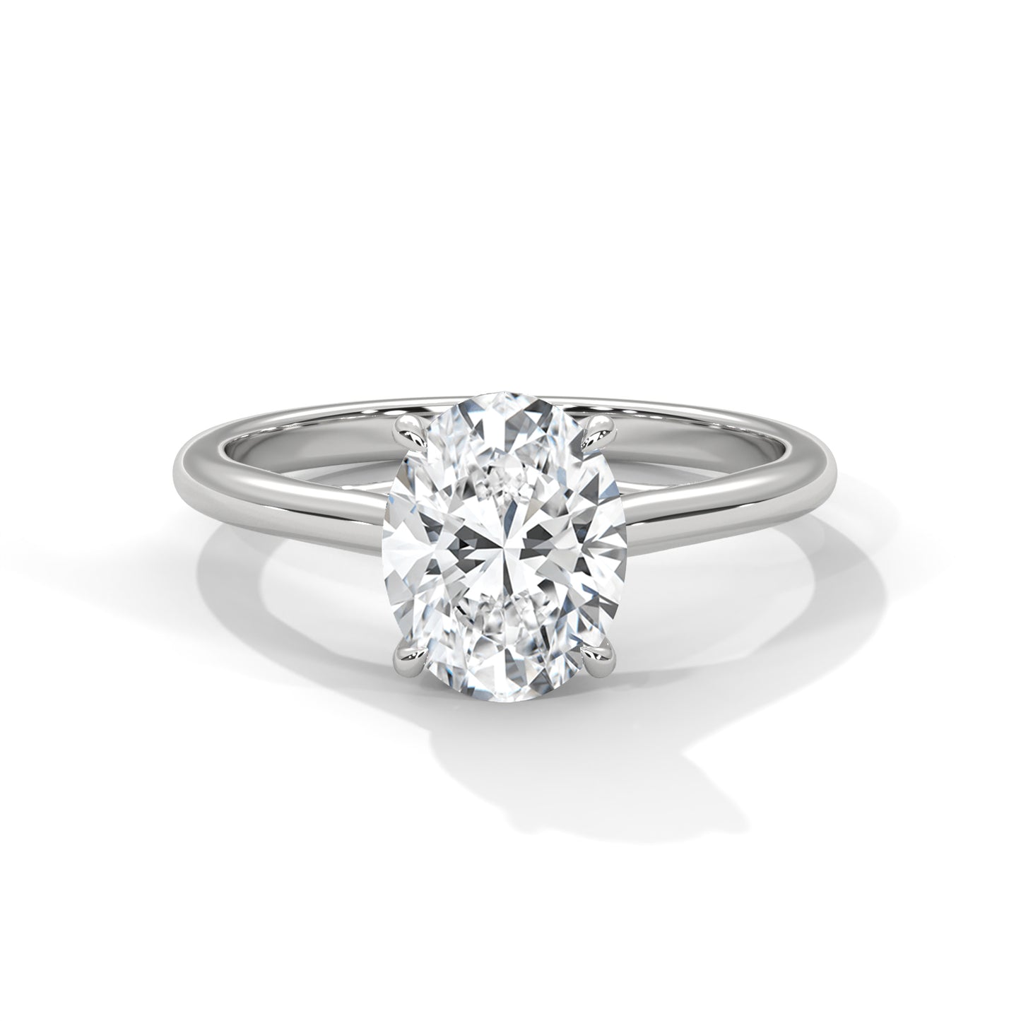 2 Carat Oval Shape Simple Solitaire Ring in Lab Diamond