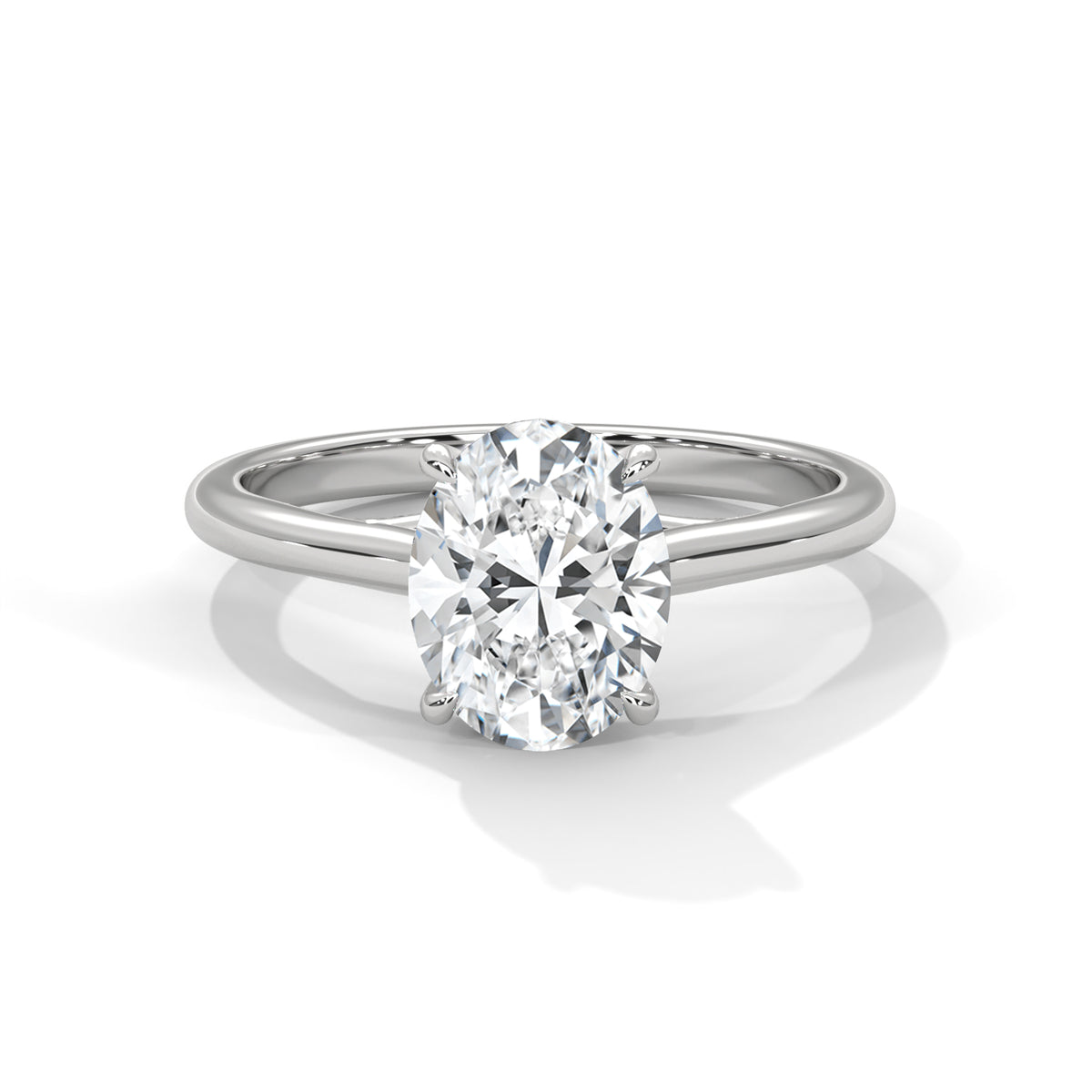 2 Carat Oval Shape Simple Solitaire Ring in Lab Diamond