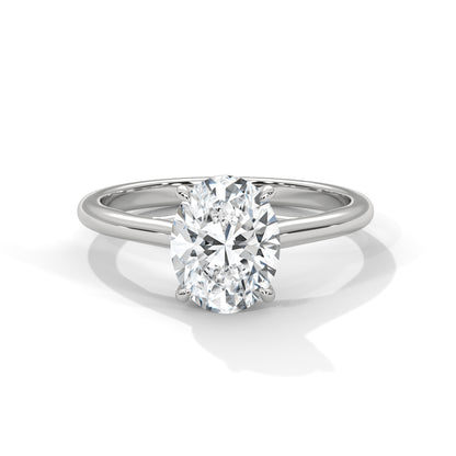 2 Carat Oval Shape Simple Solitaire Ring in Lab Diamond