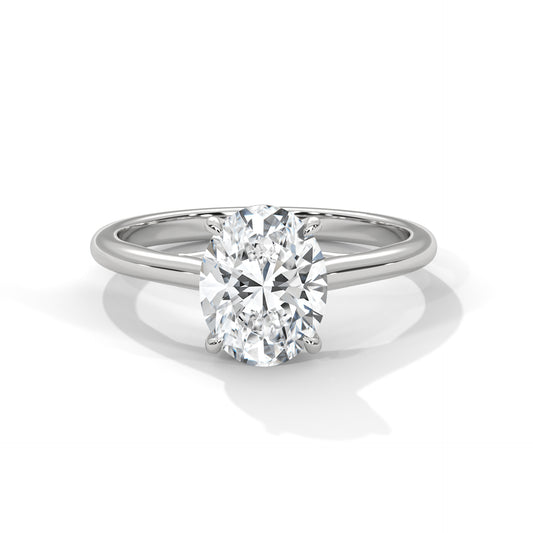 2 Carat Oval Shape Simple Solitaire Ring in Lab Diamond