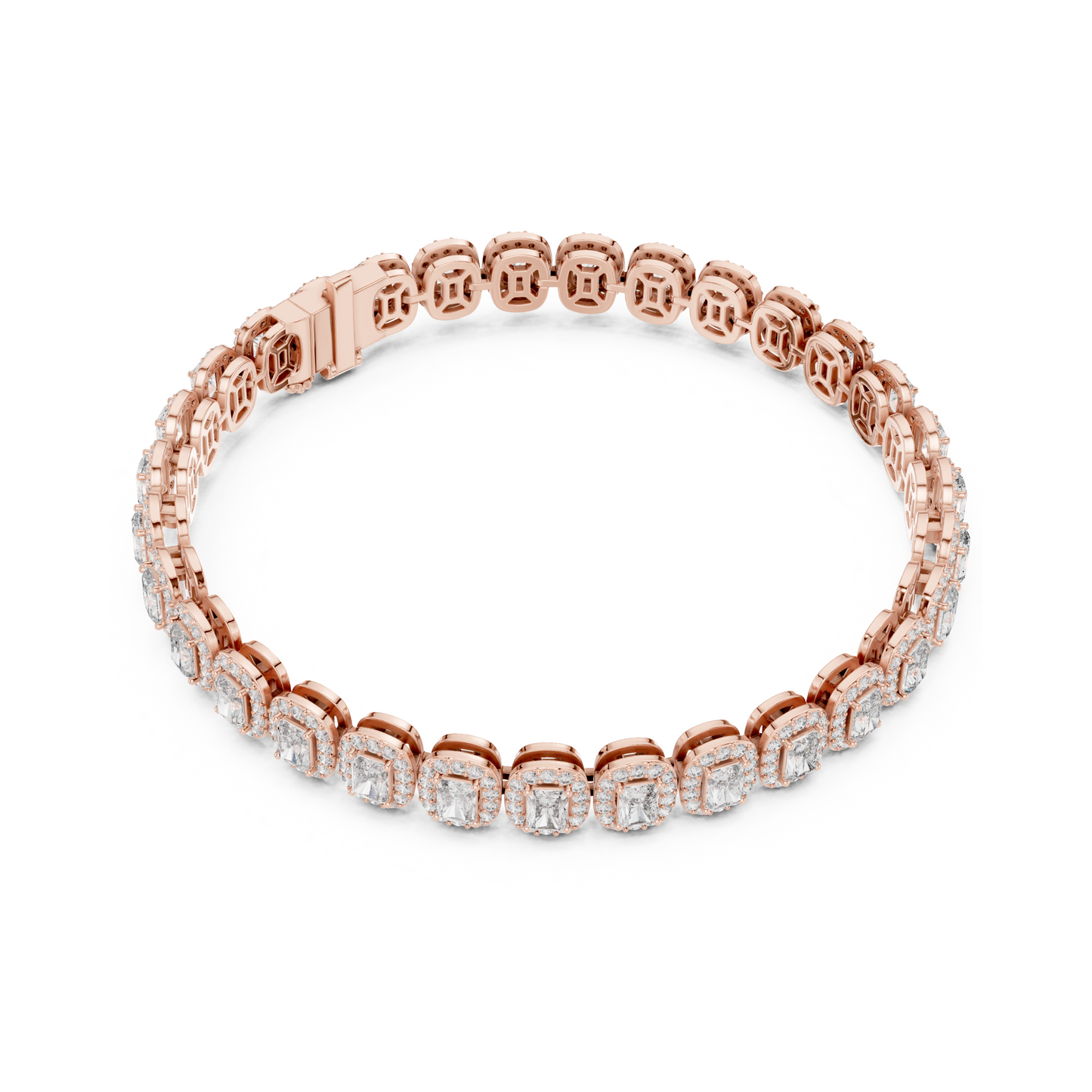 Graceful Glow Radiant Lab Diamond Halo Tennis Bracelet for Ladies of Positivity & Power