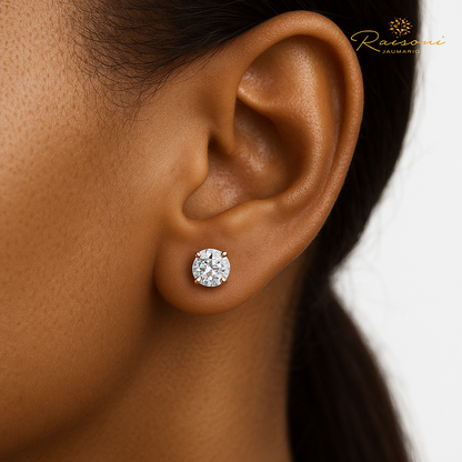 1.2 Carat Solitaire Studs For Women in 14Kt Rose Gold With Lab Diamond