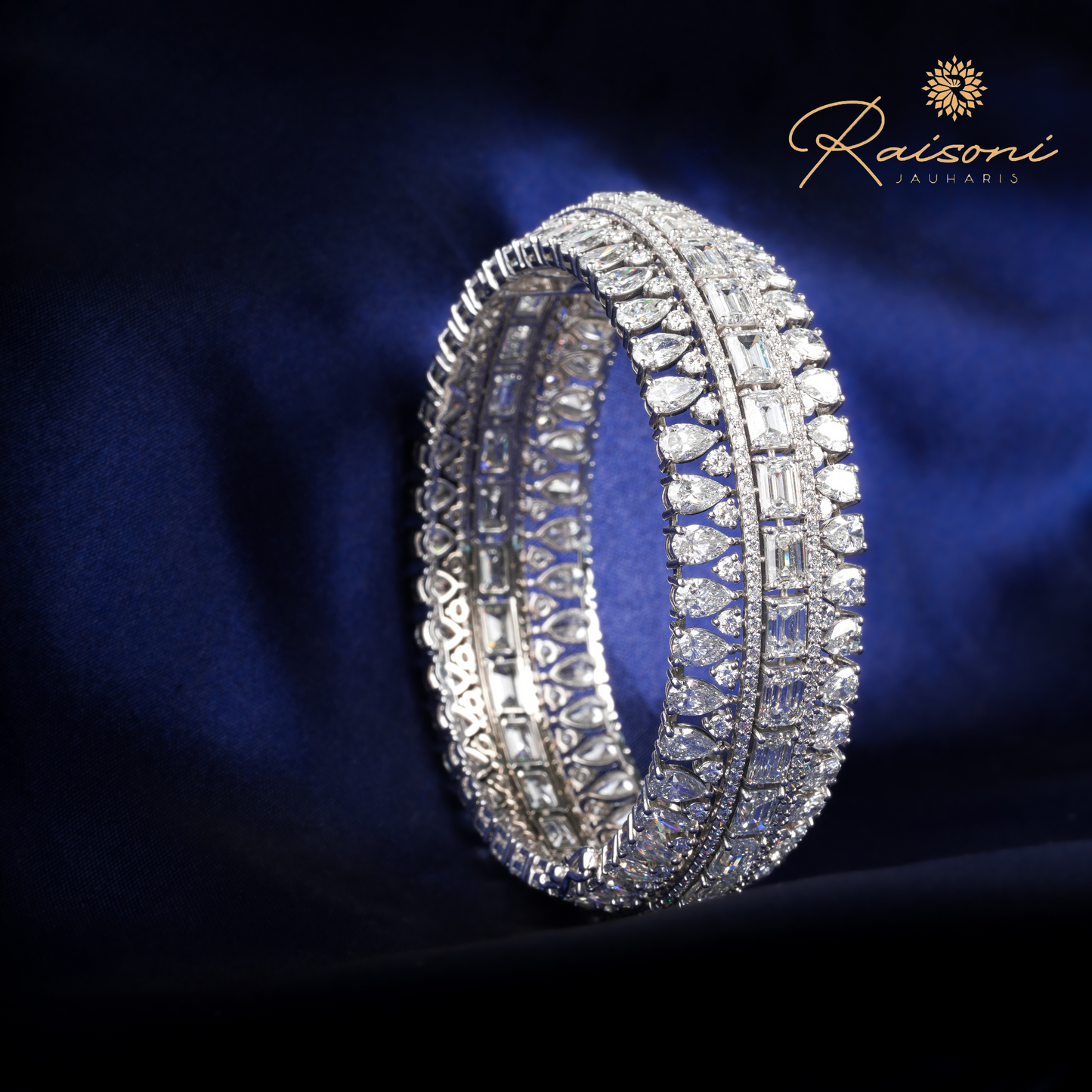 Classic Sparkling Festive Lab Diamond Bangle For Women & Gifting