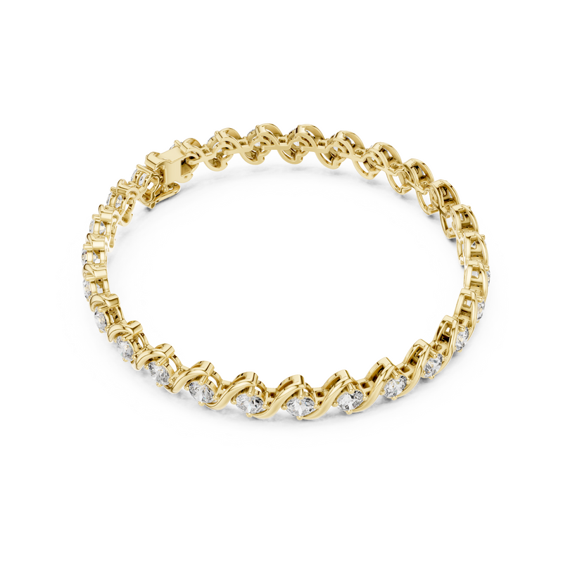 Divine Handcrafted Wave Design Round Lab Diamond Tennis Bracelet for Women