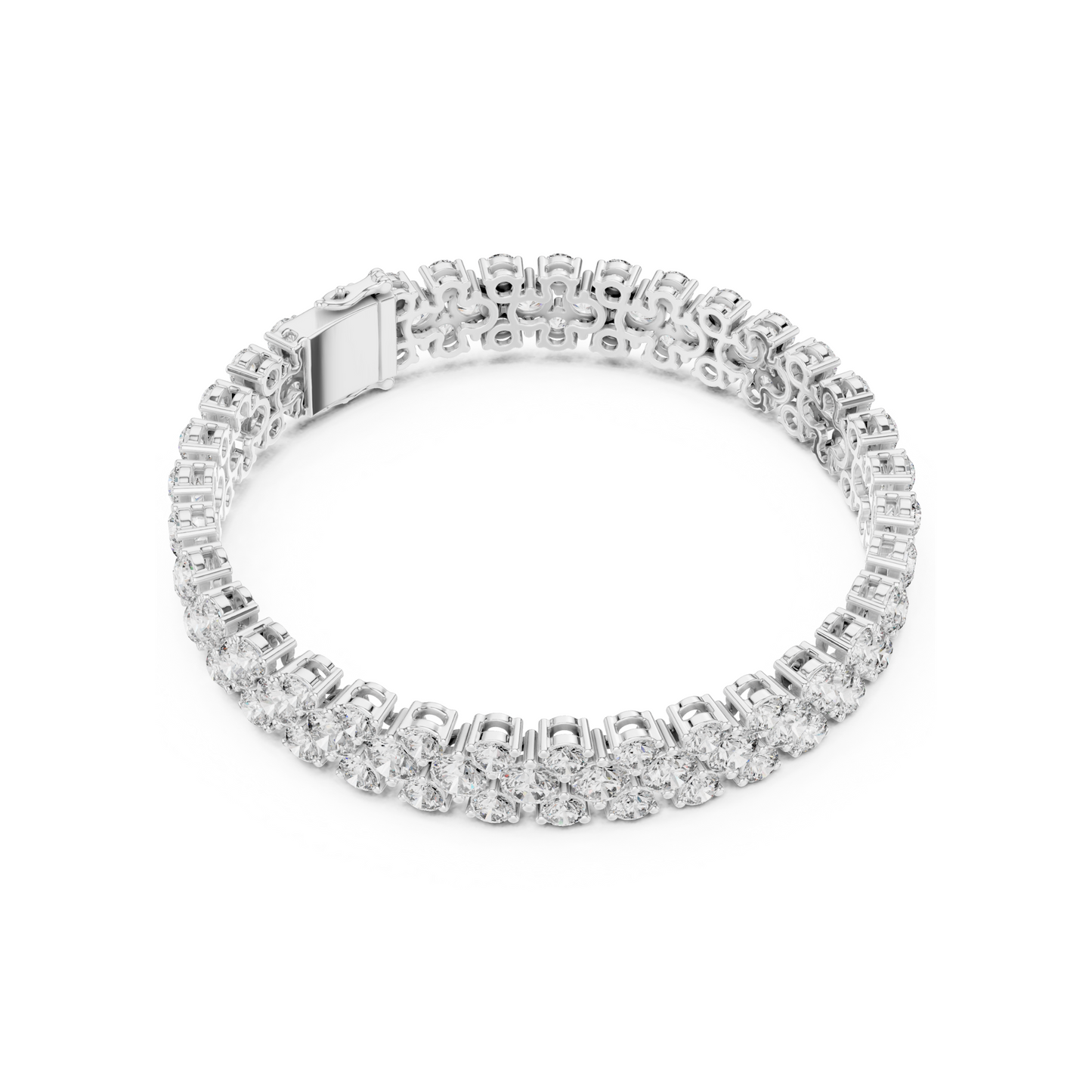 Diva's Desire Elite Lab Diamond Three Layer Round Cut Brilliance Bracelet