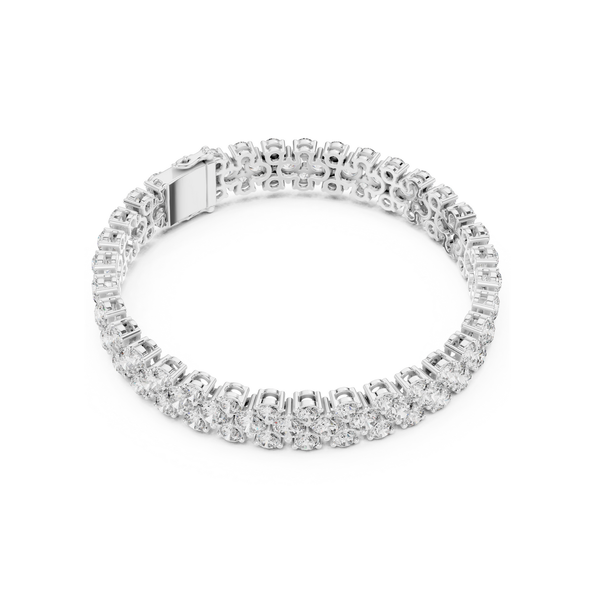 Diva's Desire Elite Lab Diamond Three Layer Round Cut Brilliance Bracelet