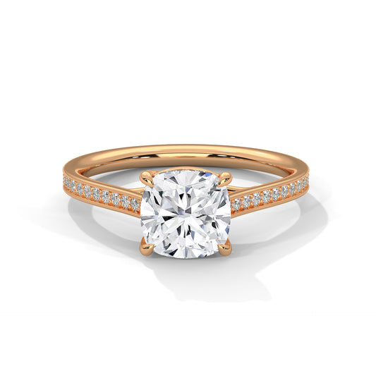 Seductive 2 Carat Cushion Solitaire Lab Diamond Ring