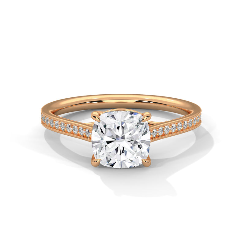 Seductive 2 Carat Cushion Solitaire Lab Diamond Ring