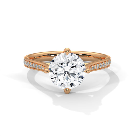Solitaire 2 Carat Round Lab Diamond with Side Accents Engagement Ring