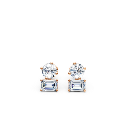 Shining Diva Duo Lab Diamond Studs Earrings
