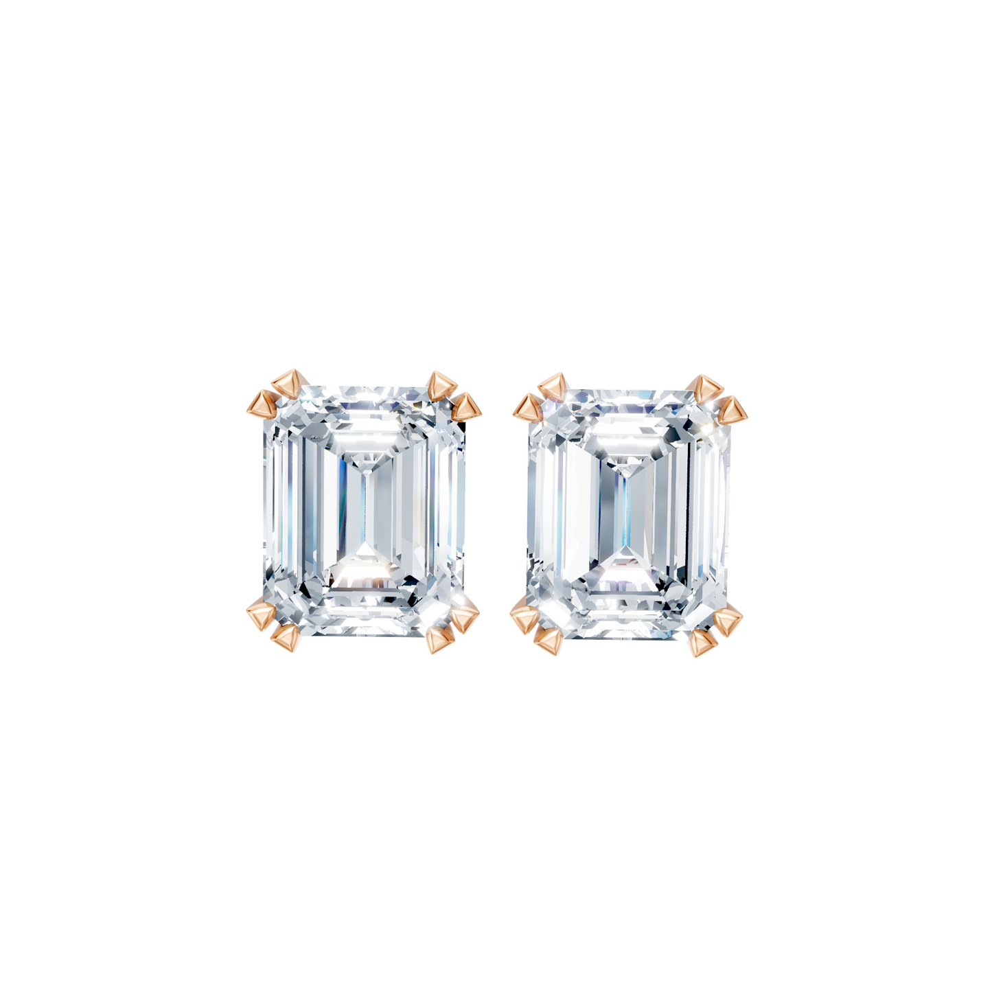 Forever Sparkle Timeless Emerald-Cut Lab Diamond Stud Earrings
