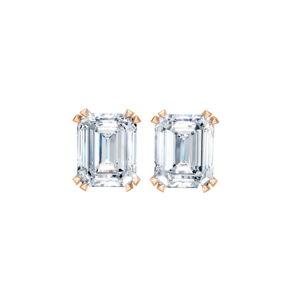 Forever Sparkle Timeless Emerald-Cut Lab Diamond Stud Earrings