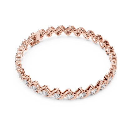 Divine Handcrafted Wave Design Round Lab Diamond Tennis Bracelet for Women