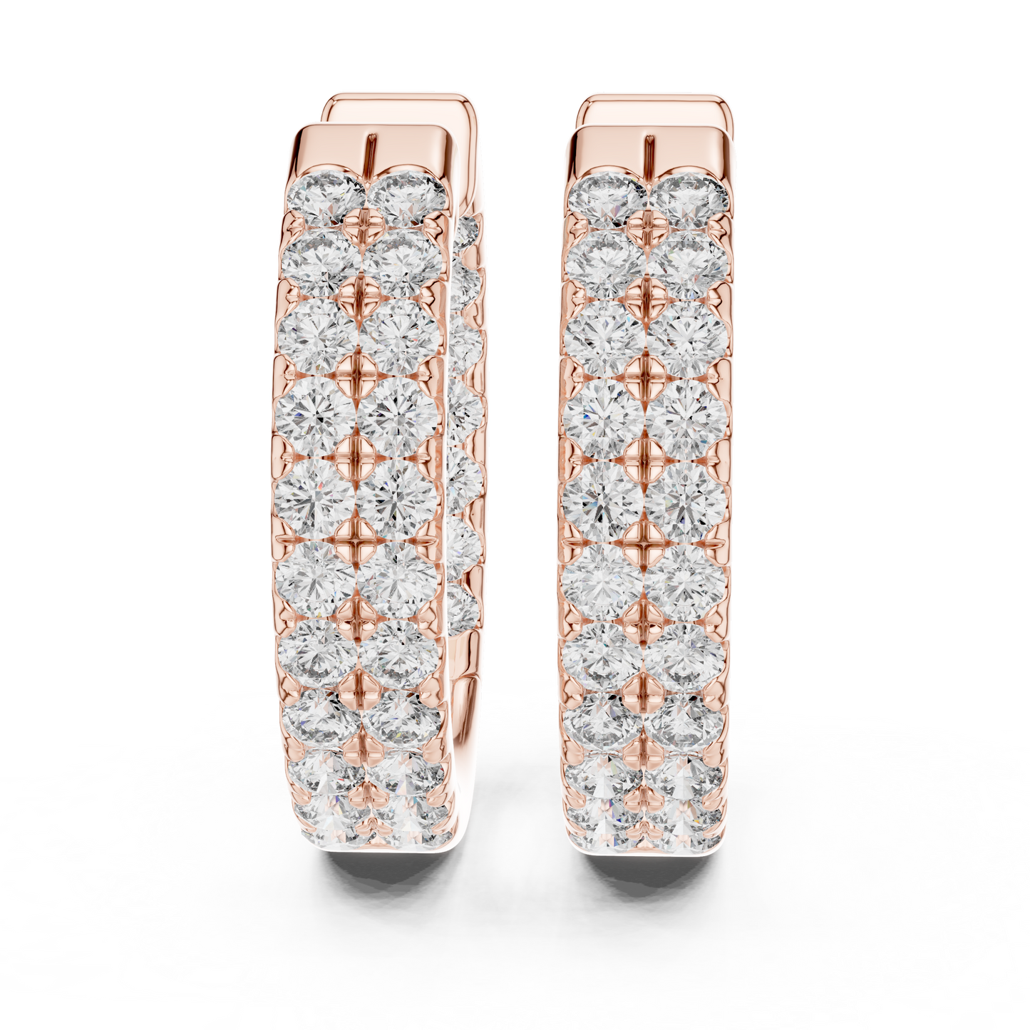 Royal Band Lab Diamond Earrings – Dazzling Gold Grid Style for Glam Looks